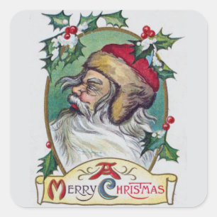 Adesivo Quadrado Vintage Gnomo Christmas