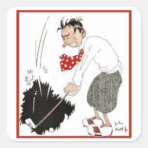 Adesivo Quadrado Vintage Golf Sports Humor, Bobo Golfista Engraçado