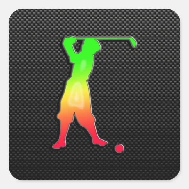 Adesivo Quadrado Vintage Golfer elegante (Frente)