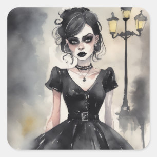 Adesivo Quadrado Vintage Gothic LBD Elegance Sticker