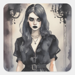 Adesivo Quadrado Vintage Gothic LBD Fashion Sticker