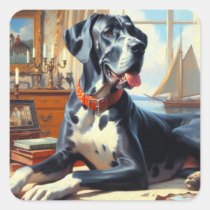 Adesivo Quadrado Vintage Great Dane Painting