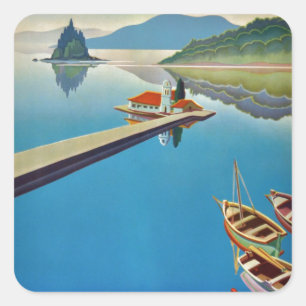 Adesivo Quadrado Vintage Grécia - Ilha de Corfu