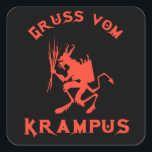 Adesivo Quadrado Vintage Gruss vom Krampus<br><div class="desc">Vintage Gruss vom Krampus em vermelho</div>
