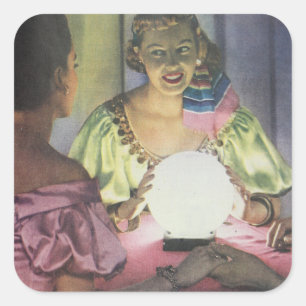 Adesivo Quadrado Vintage Gypsy Fortune Teller