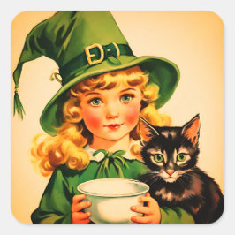 Adesivo Quadrado vintage Halloween cutie no7