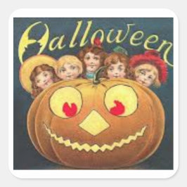 ADESIVO QUADRADO VINTAGE HALLOWEEN ILUSTRATION SQUARE STICKKER