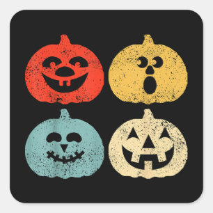 Adesivo Quadrado Vintage Halloween Pumpkin Women, Men, Kids, Funny
