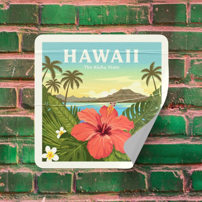 Adesivo Quadrado Vintage Hawaii (Criador carregado)