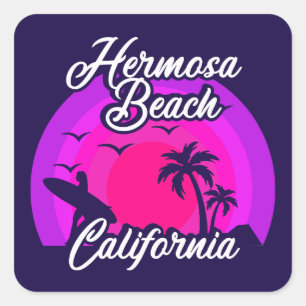 Adesivo Quadrado Vintage Hermosa Beach California