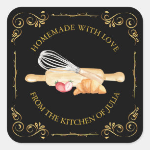Adesivo Quadrado Vintage Homemade With Love Square Label