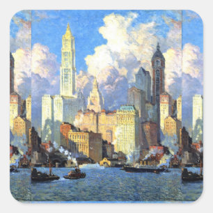 Adesivo Quadrado Vintage Hudson River Waterfront