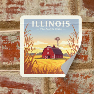 Adesivo Quadrado Vintage Illinois