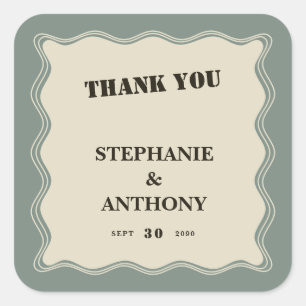 Adesivo Quadrado VIntage inspirou fronteira ondulada no casamento v