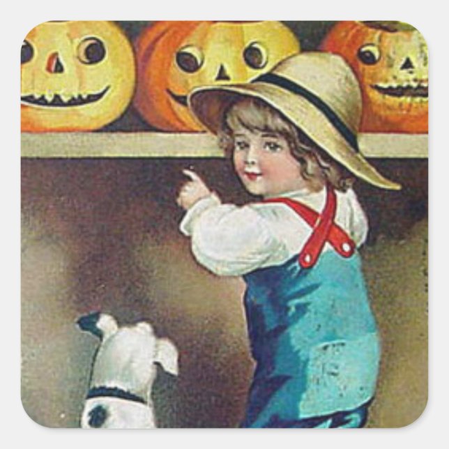 Adesivo Quadrado VINTAGE JACK O' LANTERN SQUARE Sticker (Frente)