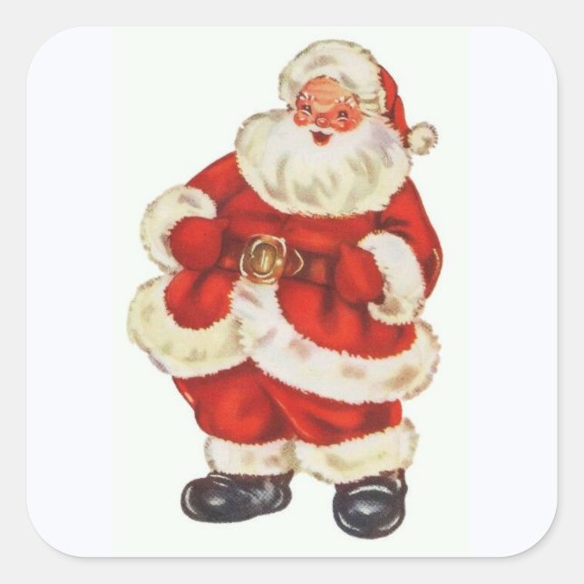 Adesivo Quadrado Vintage Jolly Santa Claus (Frente)