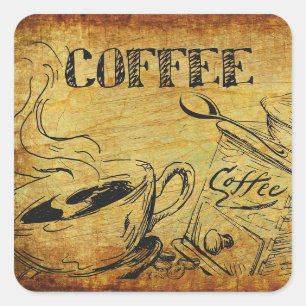 Adesivo Quadrado Vintage Kitchen Hot Coffee Menu Sign Stickers