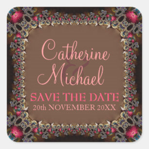Adesivo Quadrado Vintage Lace Alternativo Weding Date Sti