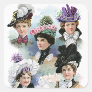 Adesivo Quadrado Vintage Ladies Fashion Victorian Sticker
