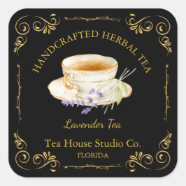 Adesivo Quadrado Vintage Lavender Tea Square Label