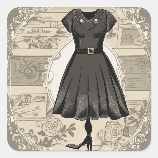 Adesivo Quadrado Vintage LBD Fashion Decal (Frente)