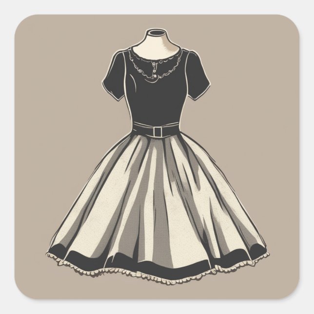 Adesivo Quadrado Vintage LBD Illustration Sticker (Frente)