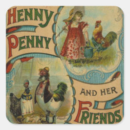 Adesivo Quadrado Vintage, livro de histórias, qualquer autocolante