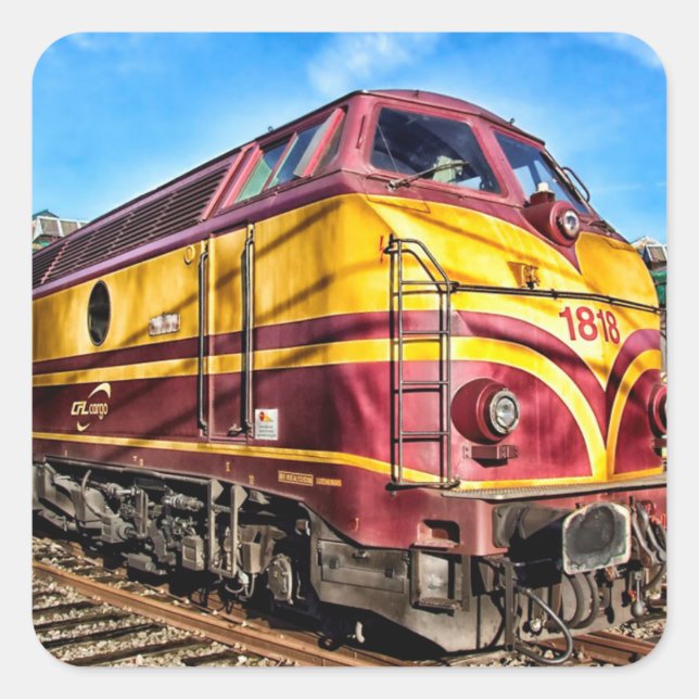 Adesivo Quadrado Vintage Locomotive Train Sticker (Frente)