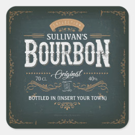 Adesivo Quadrado Vintage Look ADD NAME American Bourbon Whiskey Bar