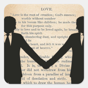 Adesivo Quadrado Vintage Love & Casamento Gay Casamento Longfellow