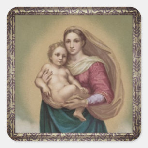 Adesivo Quadrado Vintage Madonna E Child