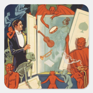 Adesivo Quadrado Vintage Magalhista Carter, Lei da Magia Excelente