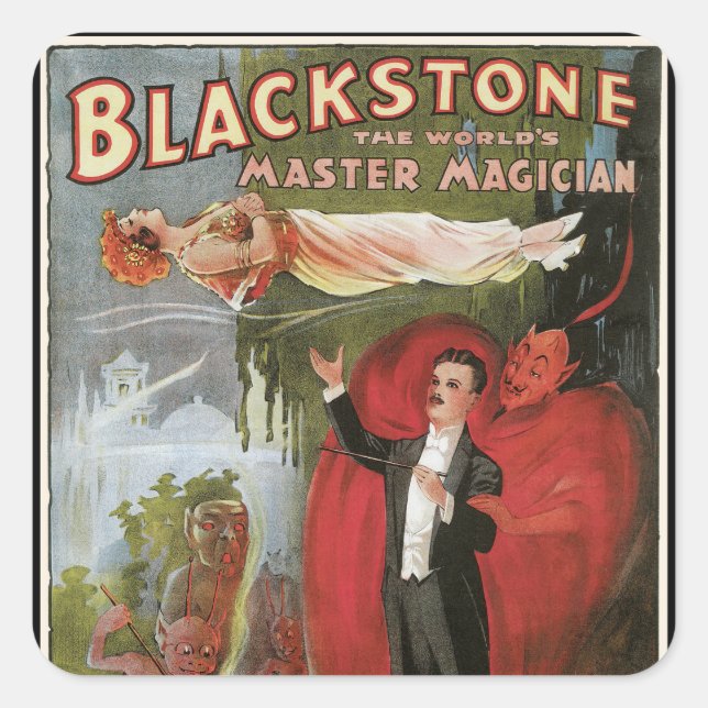 Adesivo Quadrado Vintage Magic Poster, Excelente Blackstone Magistr (Frente)