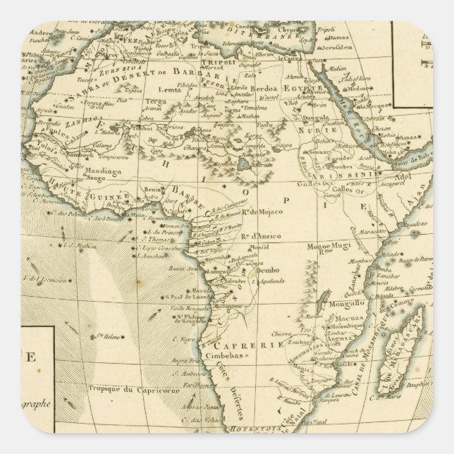 Adesivo Quadrado Vintage Map of Africa (Frente)