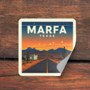 Adesivo Quadrado Vintage Marfa Texas