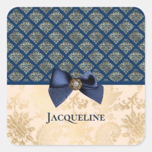 Adesivo Quadrado Vintage Marinho Dourado Elegant Damask Procure com