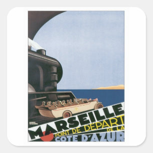 Adesivo Quadrado Vintage Marselha Cote d'Azur
