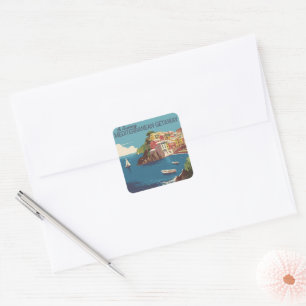 Adesivo Quadrado Vintage Mediterranean Getaway Viagem