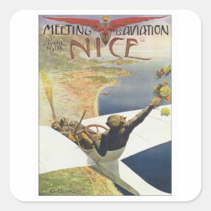 Adesivo Quadrado Vintage Meeting D'Aviation Nice