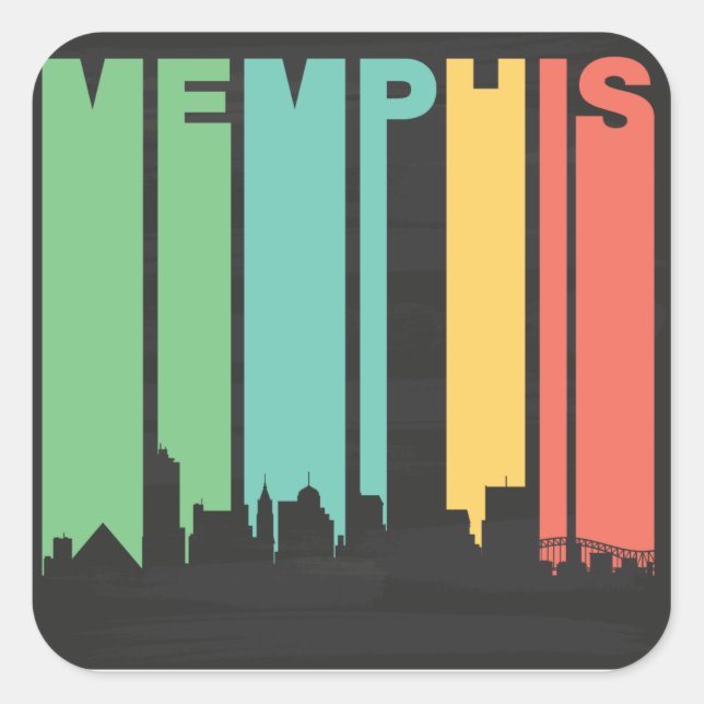 Adesivo Quadrado Vintage Memphis Cityscape (Frente)