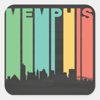 Adesivo Quadrado Vintage Memphis Cityscape