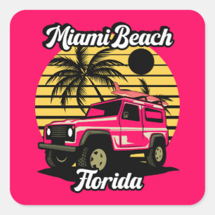 Adesivo Quadrado Vintage Miami Beach Flórida