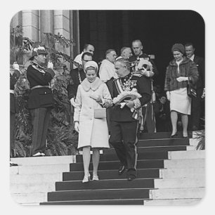Adesivo Quadrado Vintage Mônaco Prince Albert e Princesa Grace
