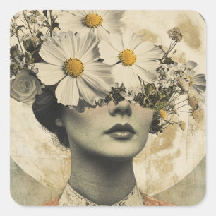 Adesivo Quadrado Vintage Moonlit - Boho Vintage Elegance