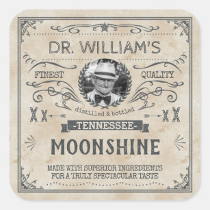 Adesivo Quadrado Vintage Moonshine Hillbilly Medicine