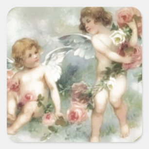 Adesivo Quadrado Vintage Namorados Cherubs