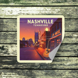 Adesivo Quadrado Vintage Nashville Tennessee
