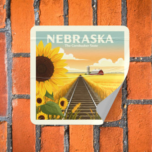 Adesivo Quadrado Vintage Nebraska