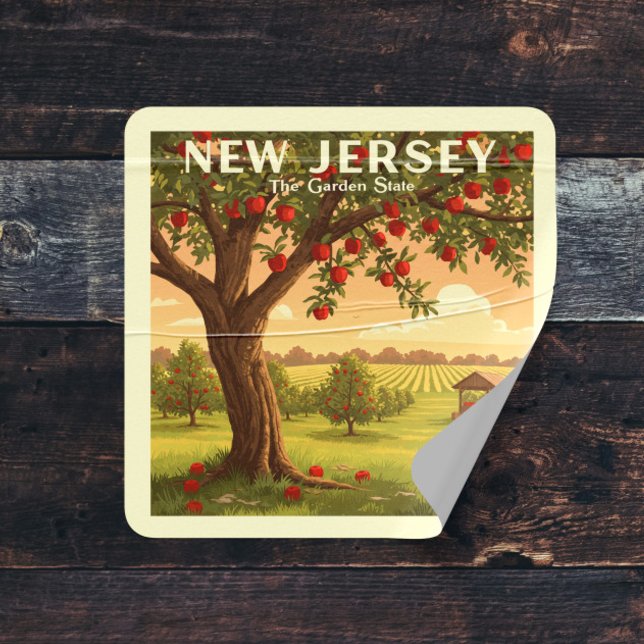Adesivo Quadrado Vintage New Jersey (Criador carregado)