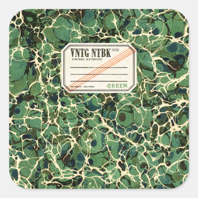 Adesivo Quadrado Vintage Notebook Green VNTG NTBK (Frente)